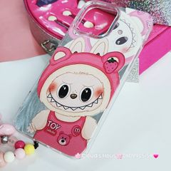 Case Ốp điện thoại iPhone Labubu Soy Mặc Yếm Lotso Ánh Lông Vũ Bạc Hologram iPhone 7+/8+/X/XSM/11/12/13/14/15/Pro/Promax