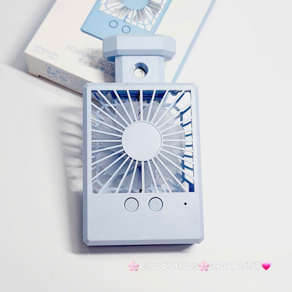 Mini Fan - Quạt Cầm Tay - Để Bàn Dáng Nước Hoa Có Phun Sương