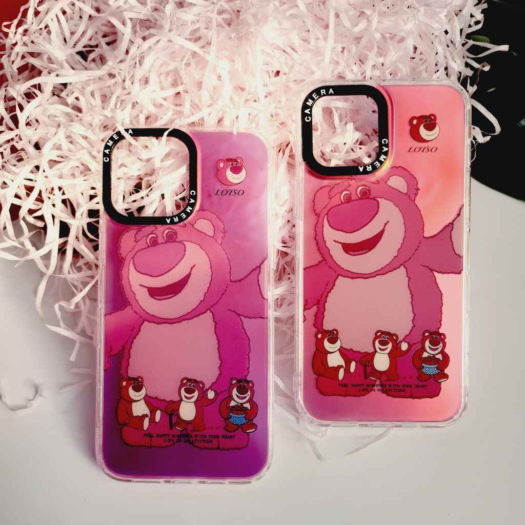 Case Ốp điện thoại iPhone Gấu dâu Lotso hologram iPhone 11/12/13/14/Pro/Promax