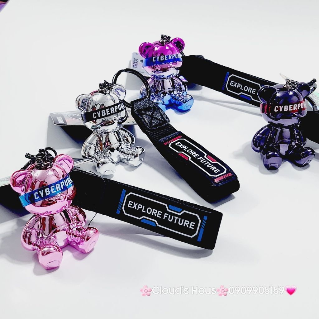 Móc Khóa Gấu BearBrick Ngồi Sứ Ngầu Cyberpunk Explore Future