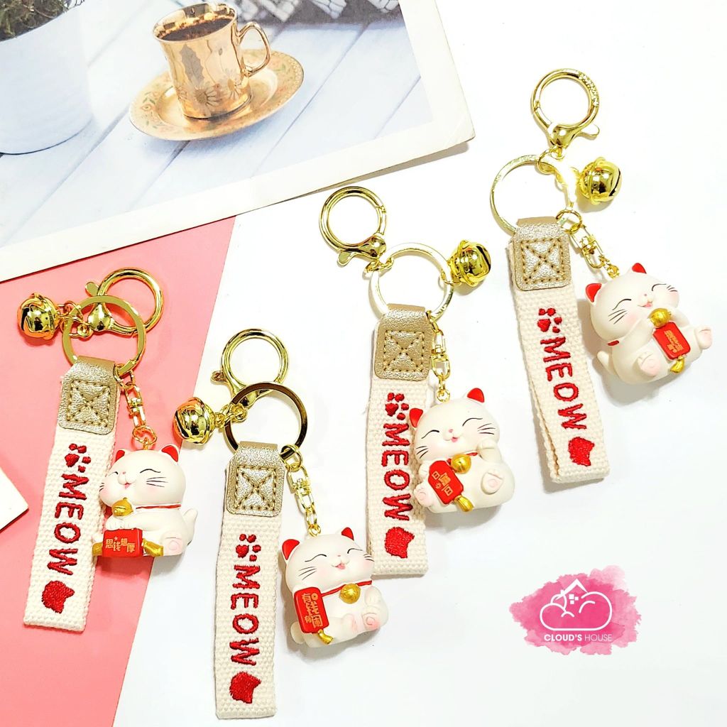 Móc khoá Mèo May Mắn Mập Ú Meow - Dây vải - TẾT