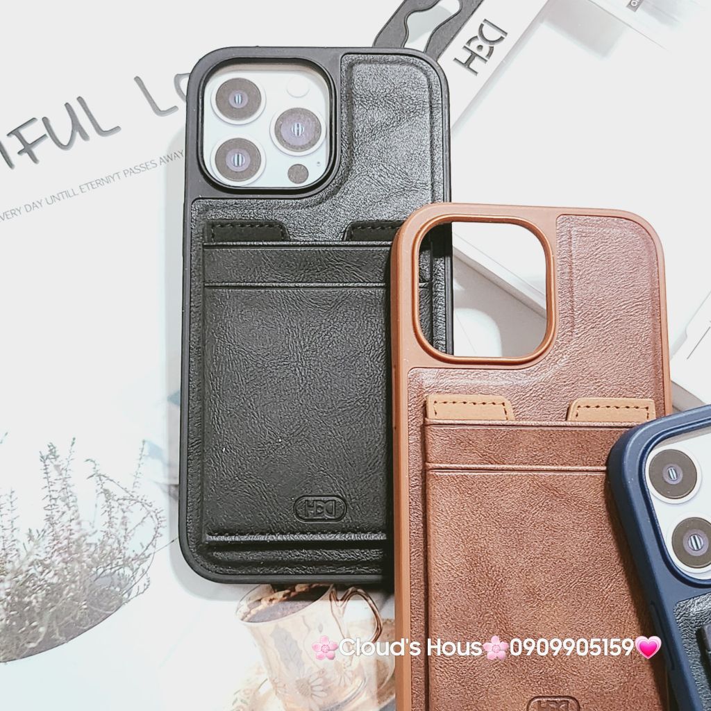 Case Ốp điện thoại iPhone HDD Da Đựng Card Chống dựng iPhone 11/12/13/14/Pro/Promax