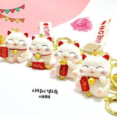 Móc khoá Mèo May Mắn Mập Ú Meow - Dây vải - TẾT