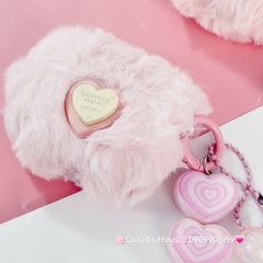 Cover Case Vỏ bảo vệ Airpod Lông Hồng trái Tim kèm móc khóa Airpod 1/2/3/Pro/Pro2