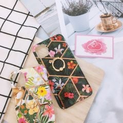 Case Ốp điện thoại iPhone Hoa cỏ lá bóng dẻo kèm rings