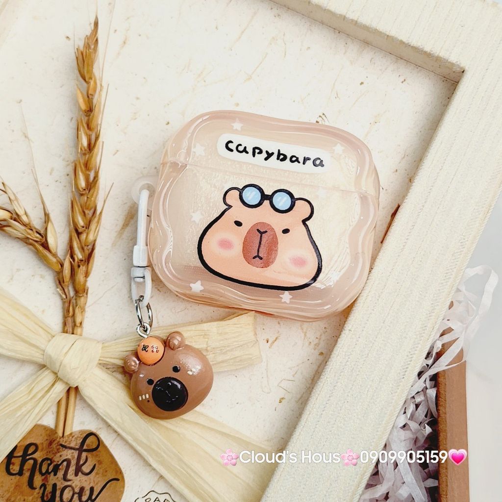 Cover Case Vỏ bảo vệ Airpod Chuột Capybara phao gợn sóng Airpod 1/2/3/Pro/Pro2