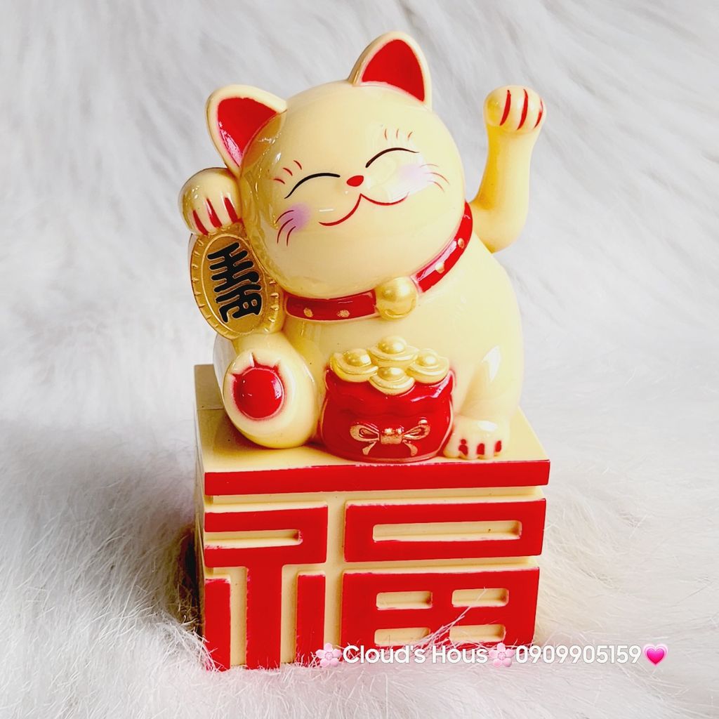 MÈO THẦN TÀI Đế Chữ Tàu - Mèo May Mắn - TẾT Size Nhỏ