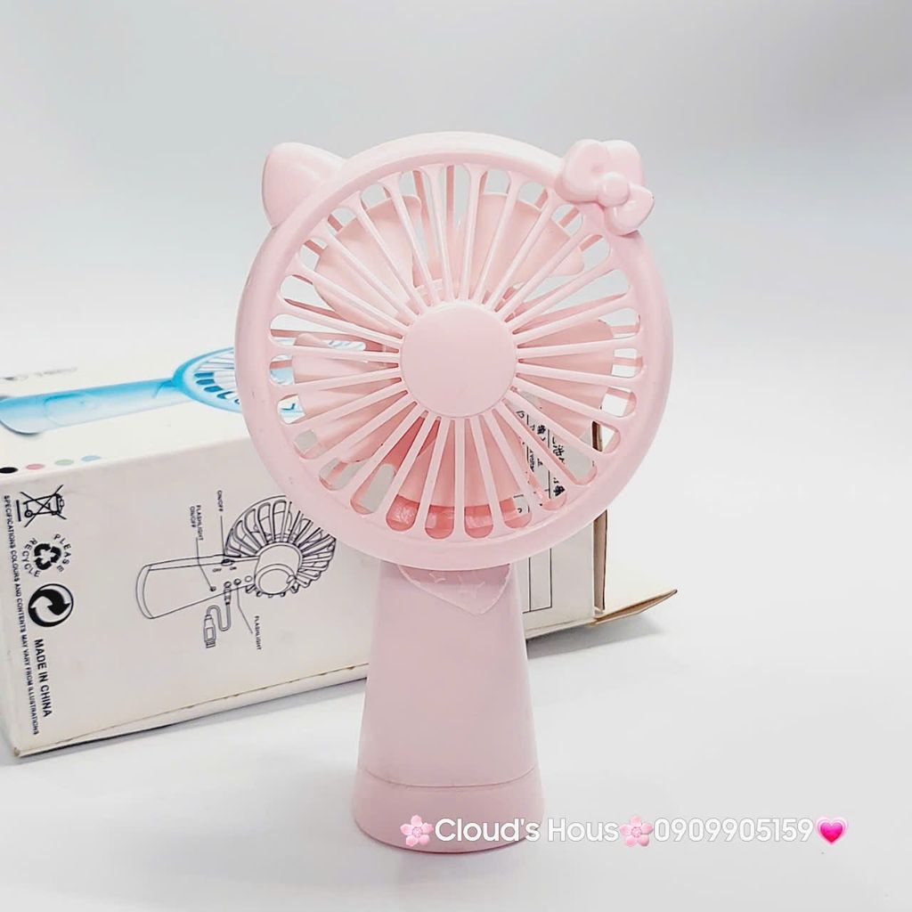 Mini Fan - Quạt Cầm Tay - Để Bàn Tai Mèo Màu Trơn Nhiều Màu
