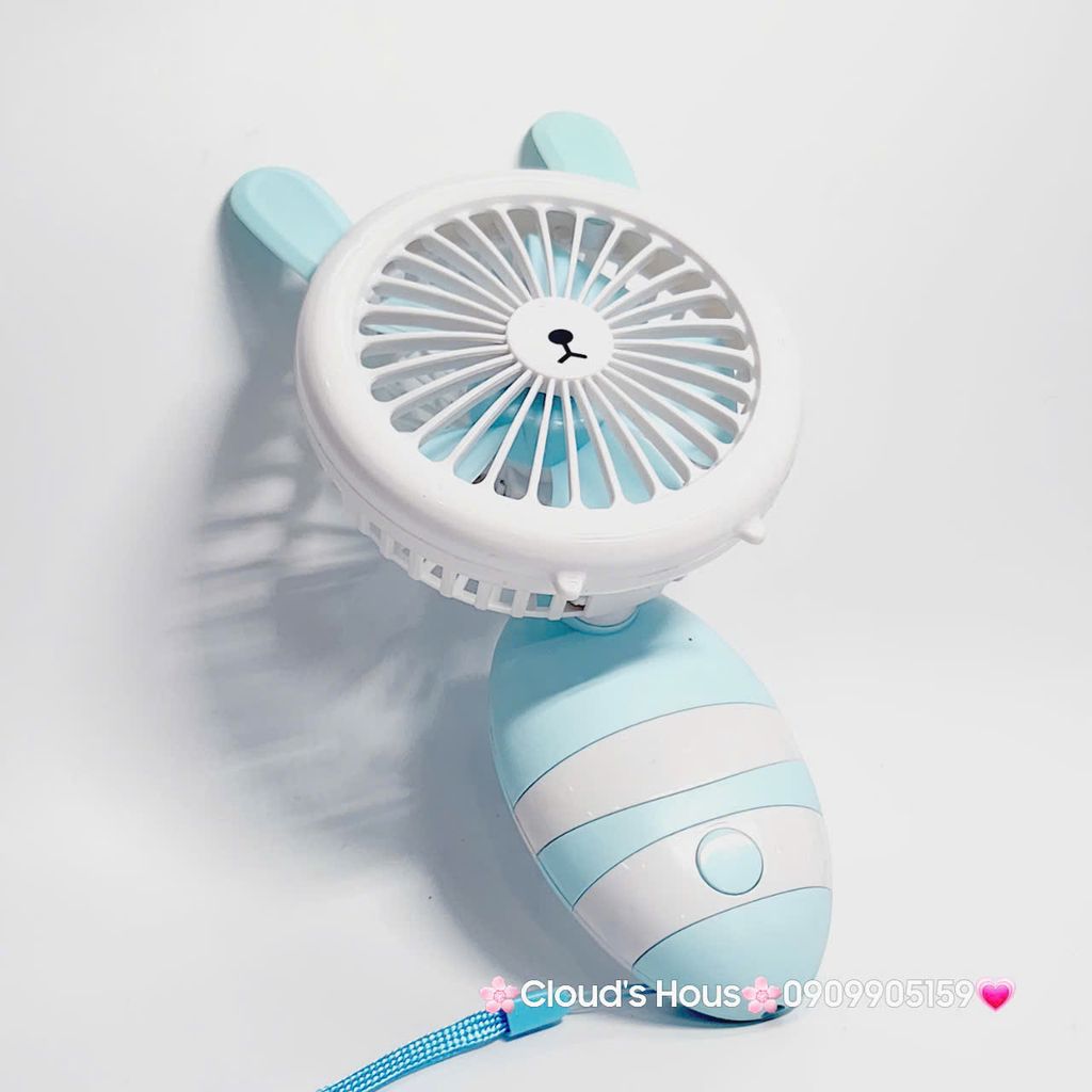 Quạt Cầm Tay Mini Thân Sọc Tai Gấu Tai Thỏ Tai Mèo