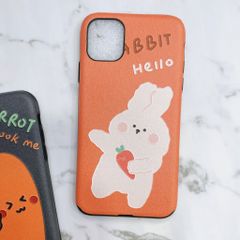 Case Ốp điện thoại iPhone CARROT & THỎ Nhám da Form tròn iPhone 7/8/X/Xs/11/12/Plus/Max/Pro/Promax