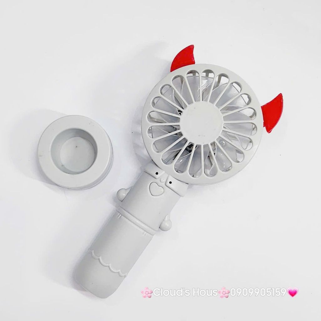 Mini Fan - Quạt Cầm Tay - Để Bàn Có Sừng Đỏ