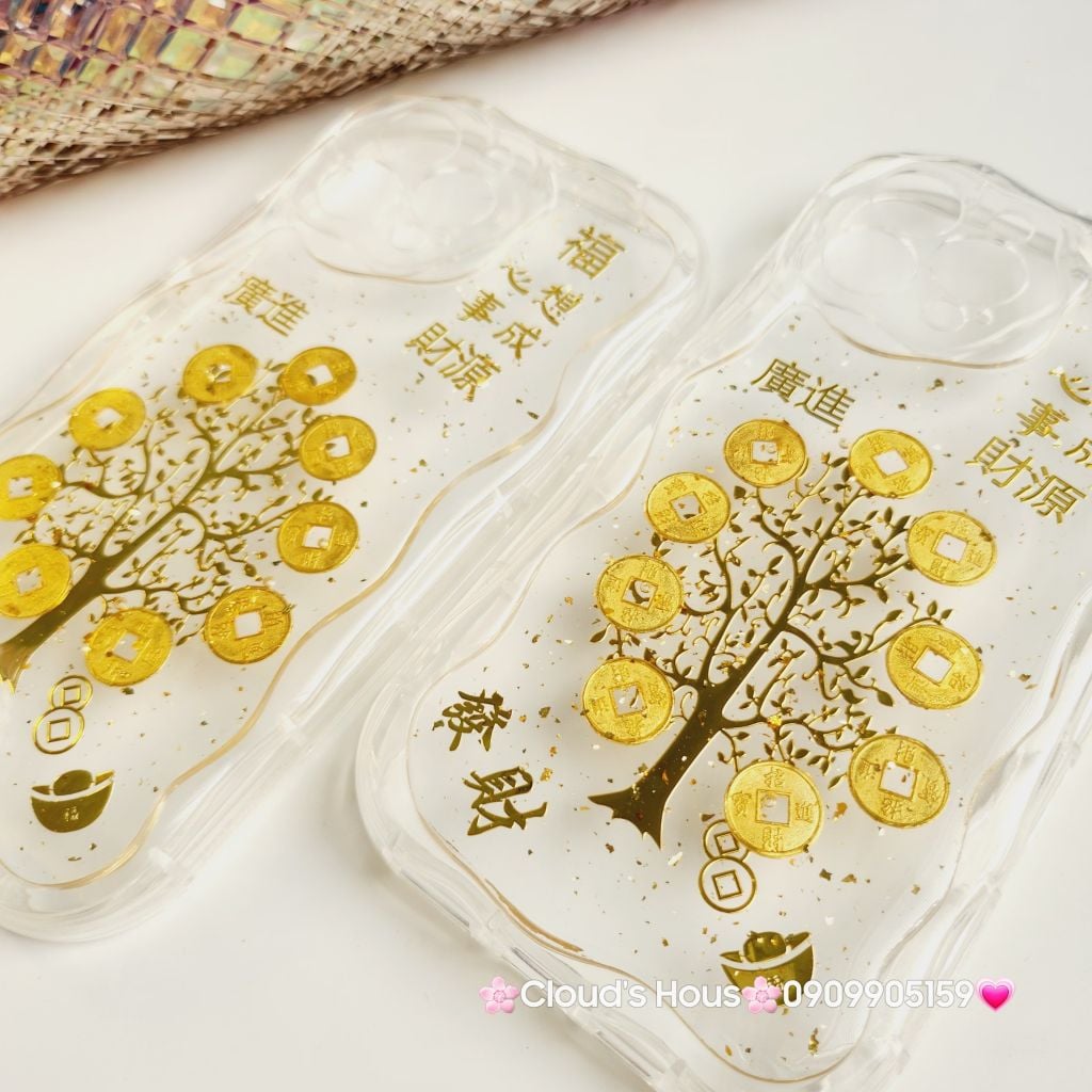 Case Ốp điện thoại iPhone Cây Mai đồng tiền phao trong dẻo chống shock iPhone 11/12/13/14/15/Pro/Promax TẾT