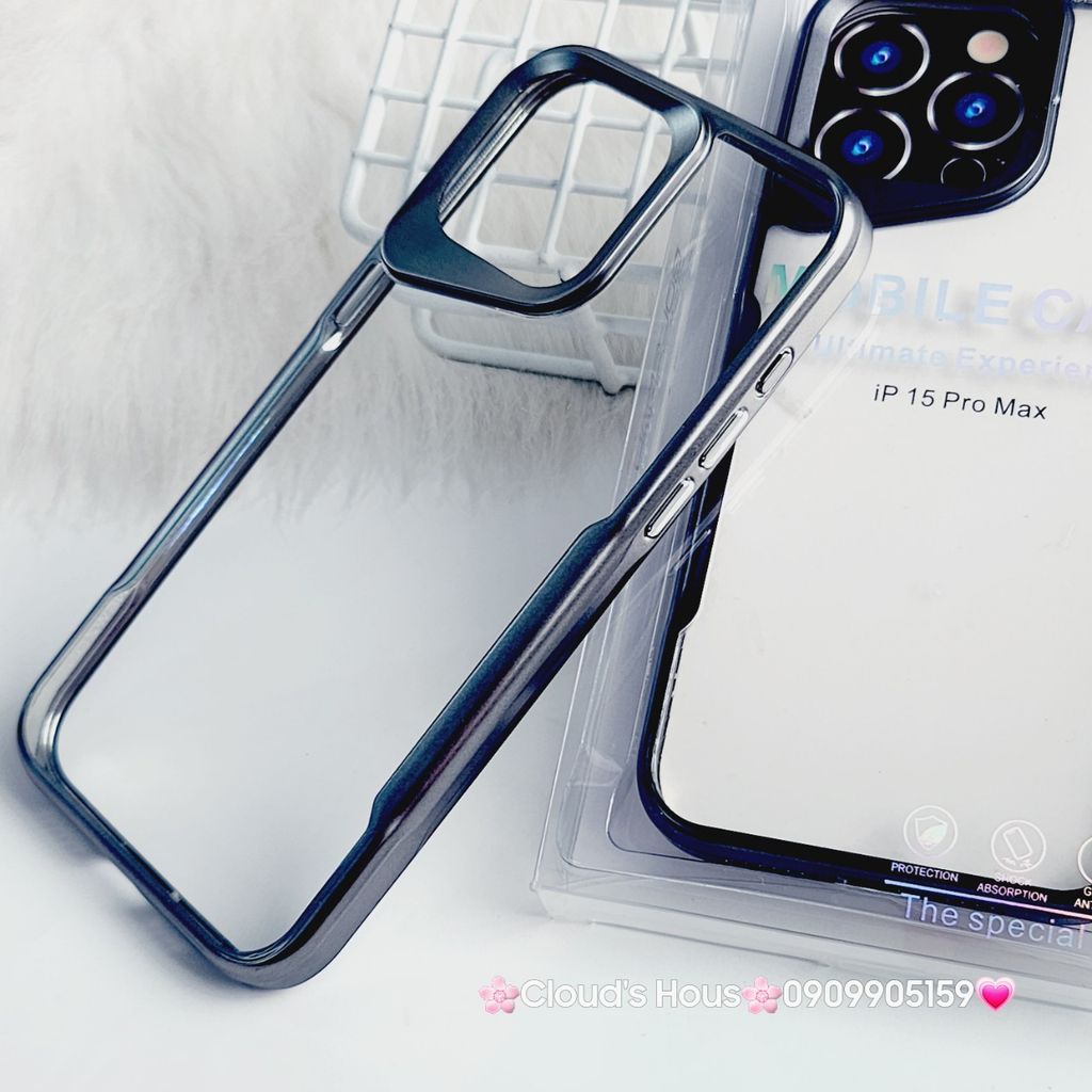 Case Ốp điện thoại iPhone Bolema Trong Nhám Viền Màu iPhone 13/14/15/Pro/Promax ( trong không vàng)