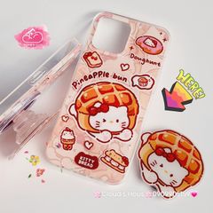 Case Ốp điện thoại iPhone Magsafe Mèo Hello Kitty Bread Pineapple bun Kèm Popsocket Nam Châm iPhone 11/12/13/14/15/Pro/Promax