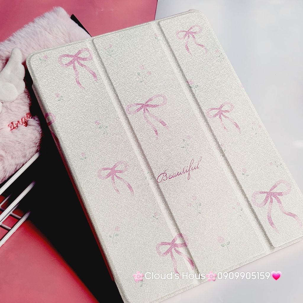 Case Ốp Bao da iPad Nơ Hồng Tiểu Thư Beautiful Lưng Gương iPad 9.7/10/10.2/10.5/10.9/11/12.9inch