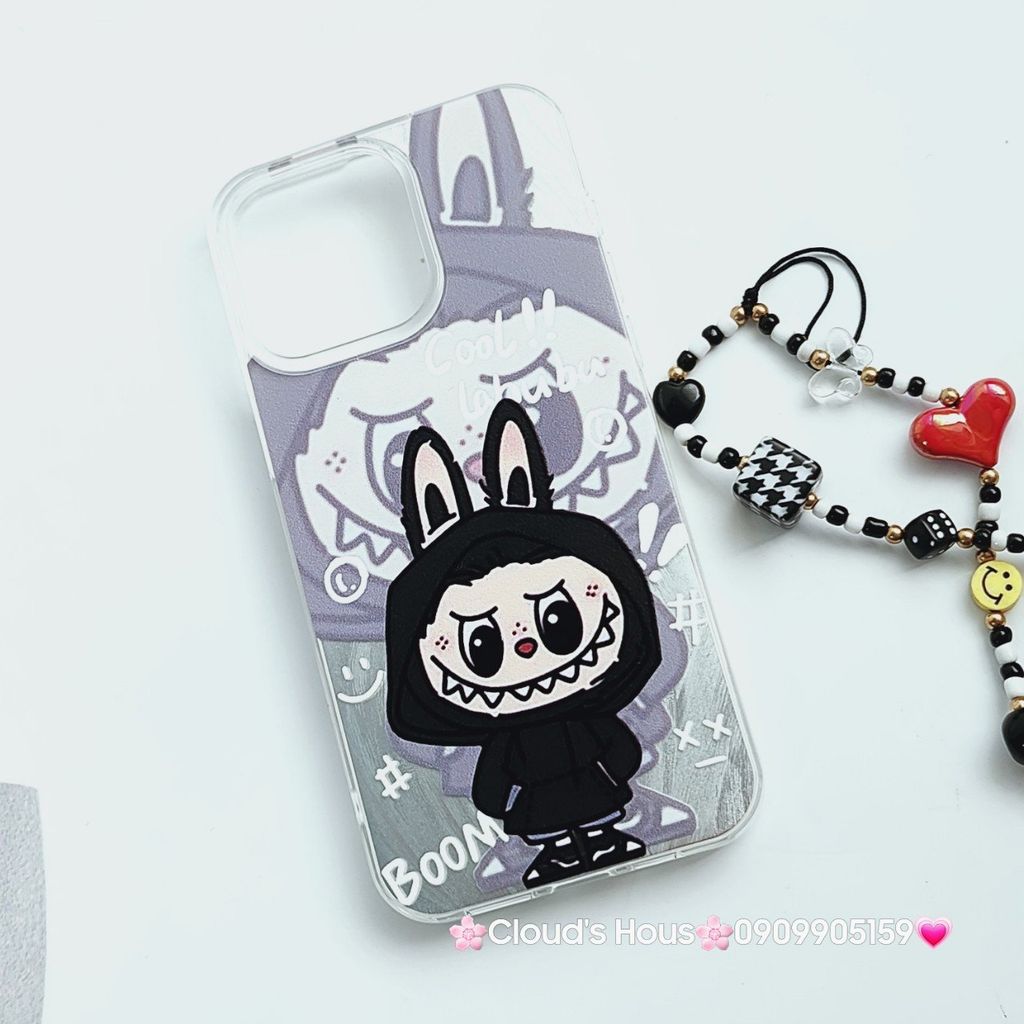 Case Ốp điện thoại iPhone Cool Labubu Mặc Hoodie Ánh Lông Vũ Bạc Hologram iPhone 7+/8+/X/XSM/11/12/13/14/15/Plus/Pro/Promax