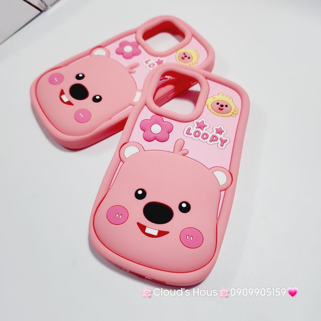 Case Ốp điện thoại iPhone Su dẻo Loopy Nền Hồng Viền Gợn Sóng iPhone 11/12/13/14/15/Pro/Promax