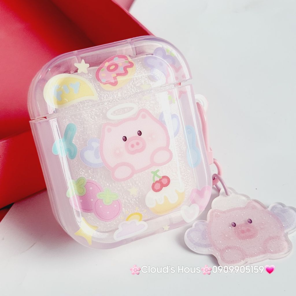 Cover Case Vỏ bảo vệ Airpod Heo hồng thiên thần phao trong Airpod 1/2/3/Pro/Pro2