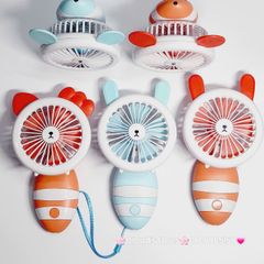 Quạt Cầm Tay Mini Thân Sọc Tai Gấu Tai Thỏ Tai Mèo