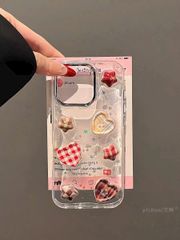 Case Ốp điện thoại iPhone Trong Icon Nổi Trái Tim Ngôi Sao Bling Bling Case iPhone 12/13/14/15/16/Pro/Promax