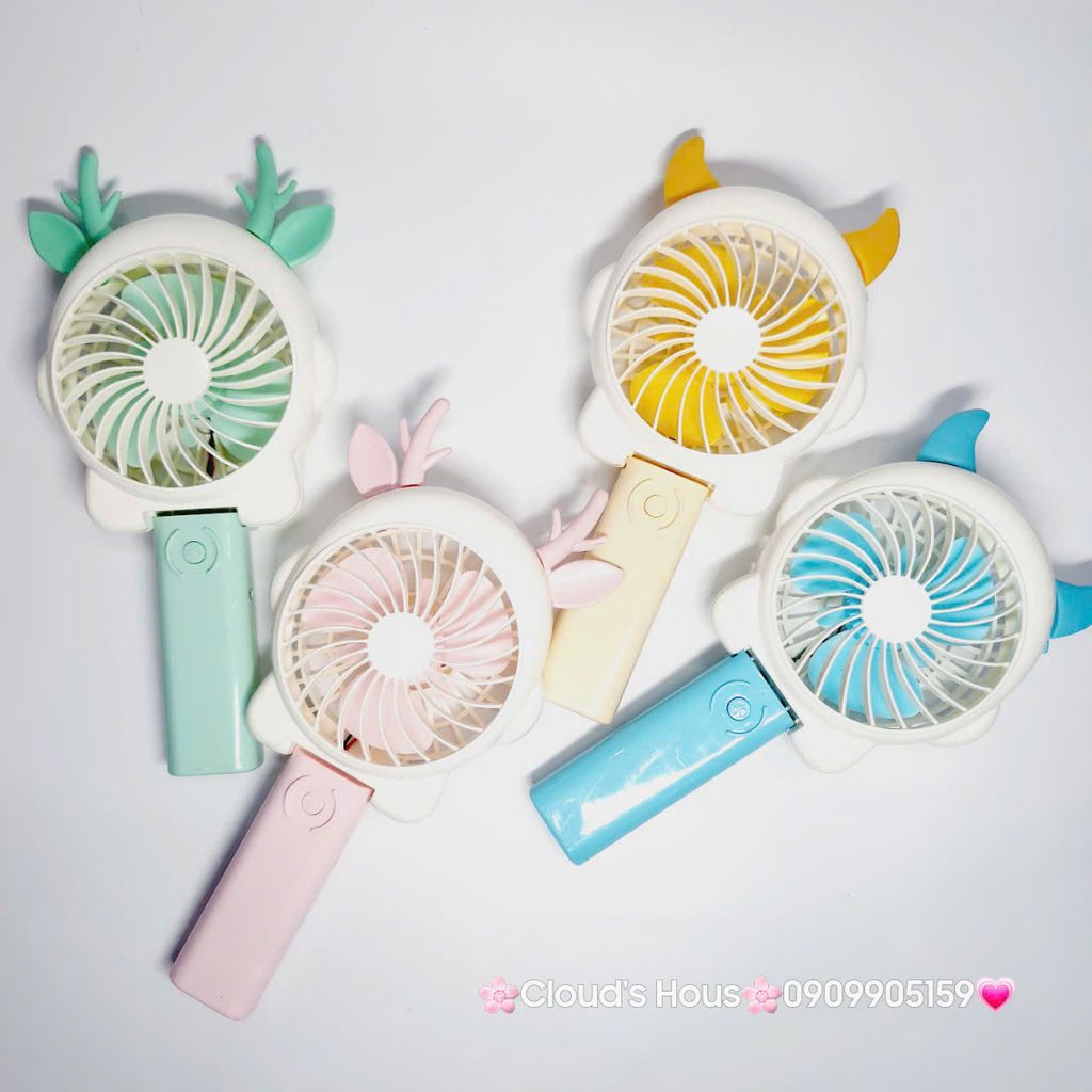 Mini Fan - Quạt Cầm Tay Có Tai Sừng Nhiều màu