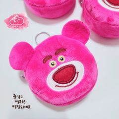 Bóp móc khoá Gấu dâu Lotso Vải bông nhung ( Tặng Kèm Tai Nghe)