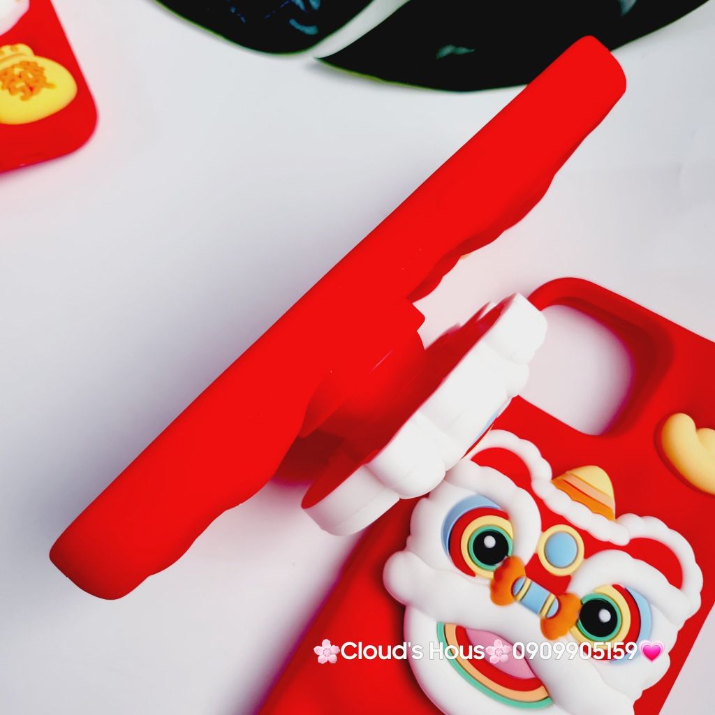Case Ốp điện thoại iPhone Su dẻo Lân Đỏ kèm Popsocket iPhone 11/12/13/14/15/Pro/Promax - TẾT