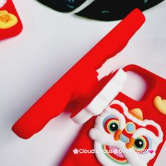 Case Ốp điện thoại iPhone Su dẻo Lân Đỏ kèm Popsocket iPhone 11/12/13/14/15/Pro/Promax - TẾT