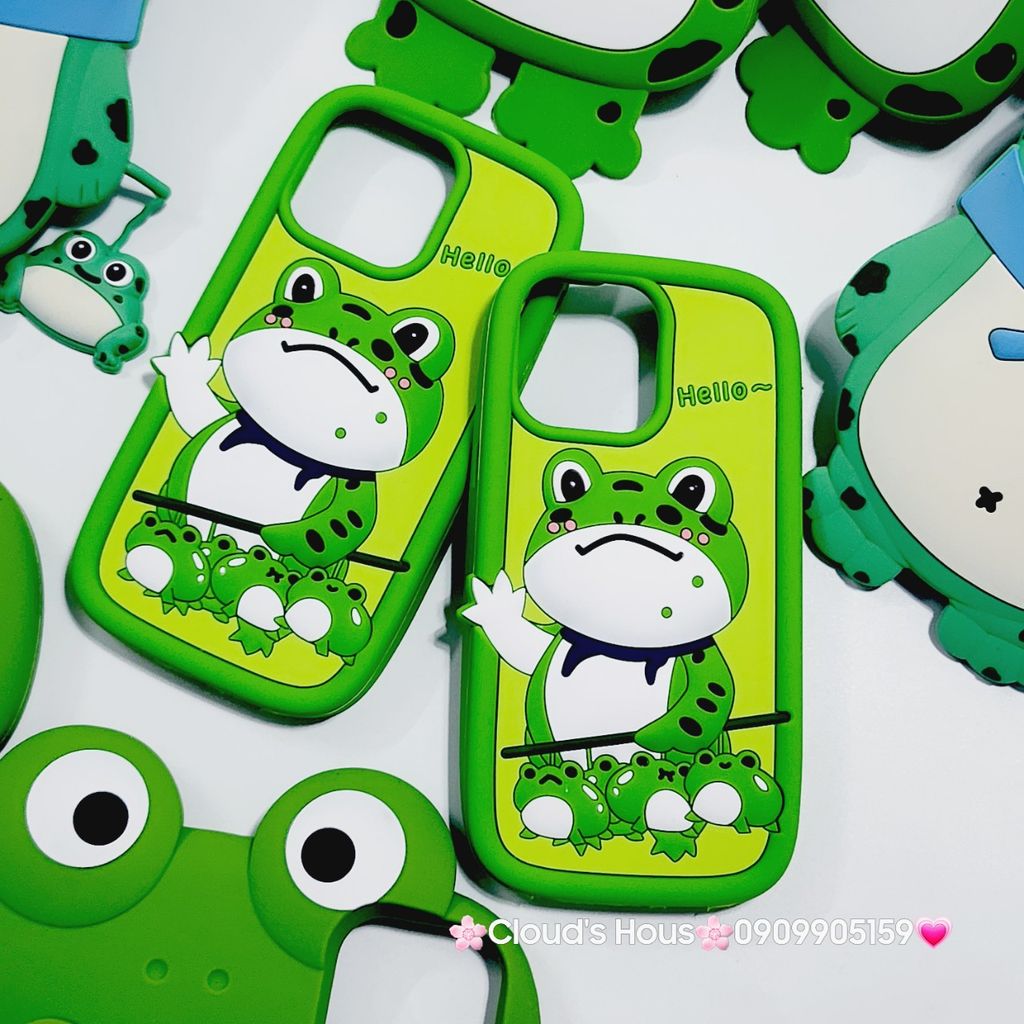 Case Ốp điện thoại iPhone Ếch xanh cầm gậy Hello Su dẻo iPhone 11/12/13/14/15/Plus/Pro/Promax