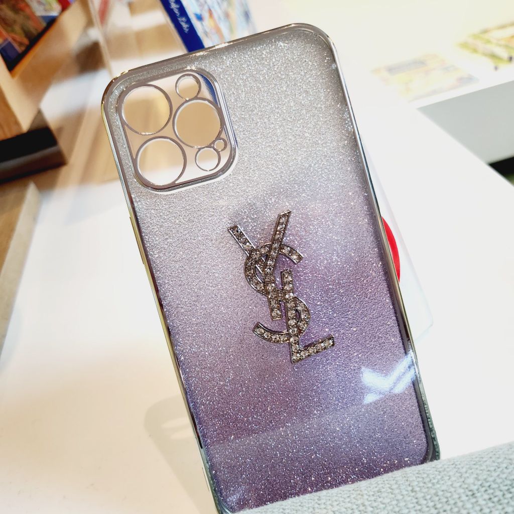 CASE iPhone YSL dẻo viền xi đính đá Bling Bling 2in1 sang chảnh