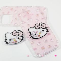 Case Ốp điện thoại iPhone Hello Kitty Nền Hồng PopSocket iPhone 12/13/14/15/16/Pro/Promax