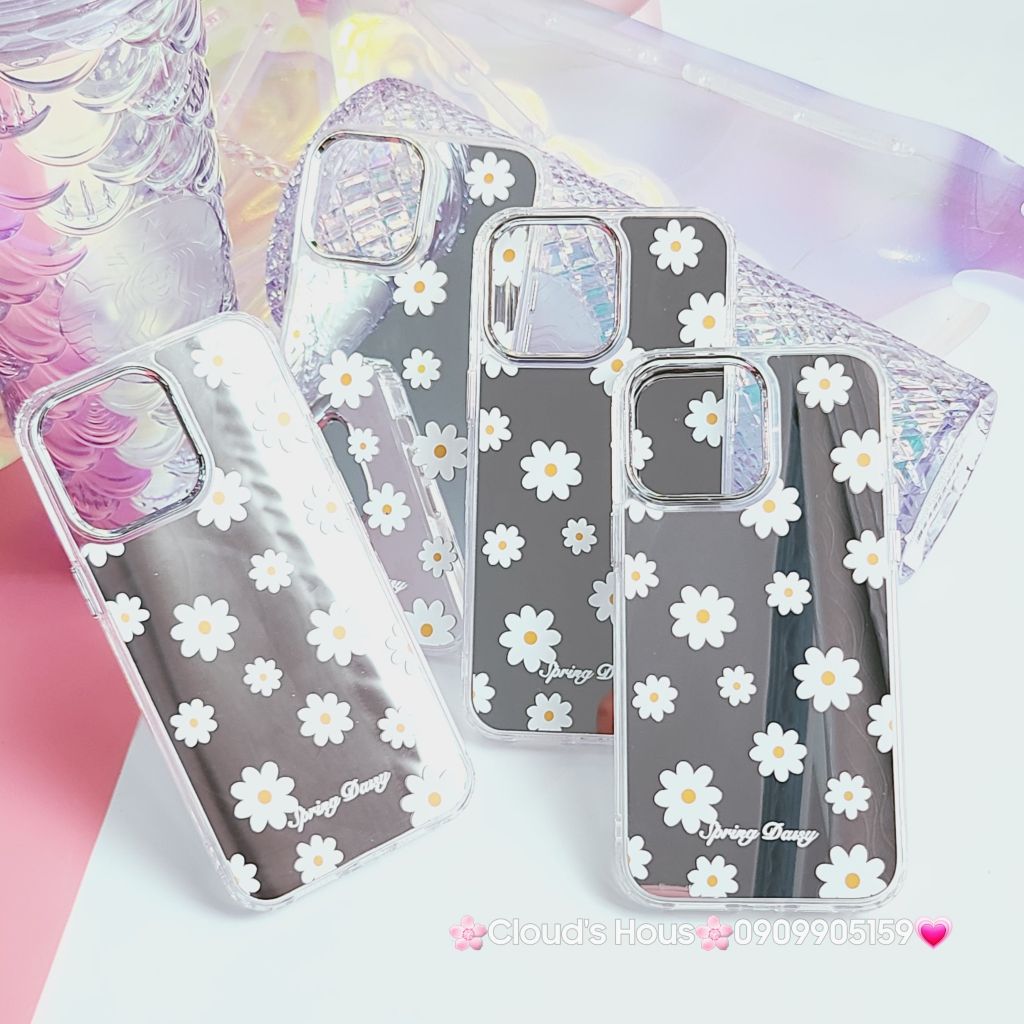 Case Ốp điện thoại iPhone Cúc họa mi Spring Daisy Gương nút nổi iPhone 11/12/13/14/Pro/Promax