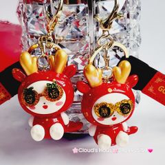 Móc Khóa Đeo Kính Cosplay Lân Rồng Đỏ Tết Good Lucky - TẾT