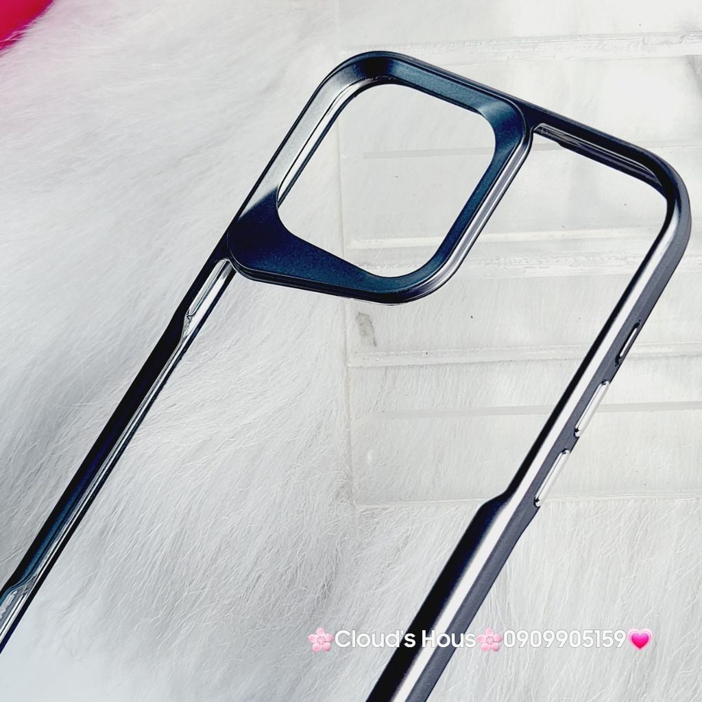 Case Ốp điện thoại iPhone Bolema Trong Nhám Viền Màu iPhone 13/14/15/Pro/Promax ( trong không vàng)
