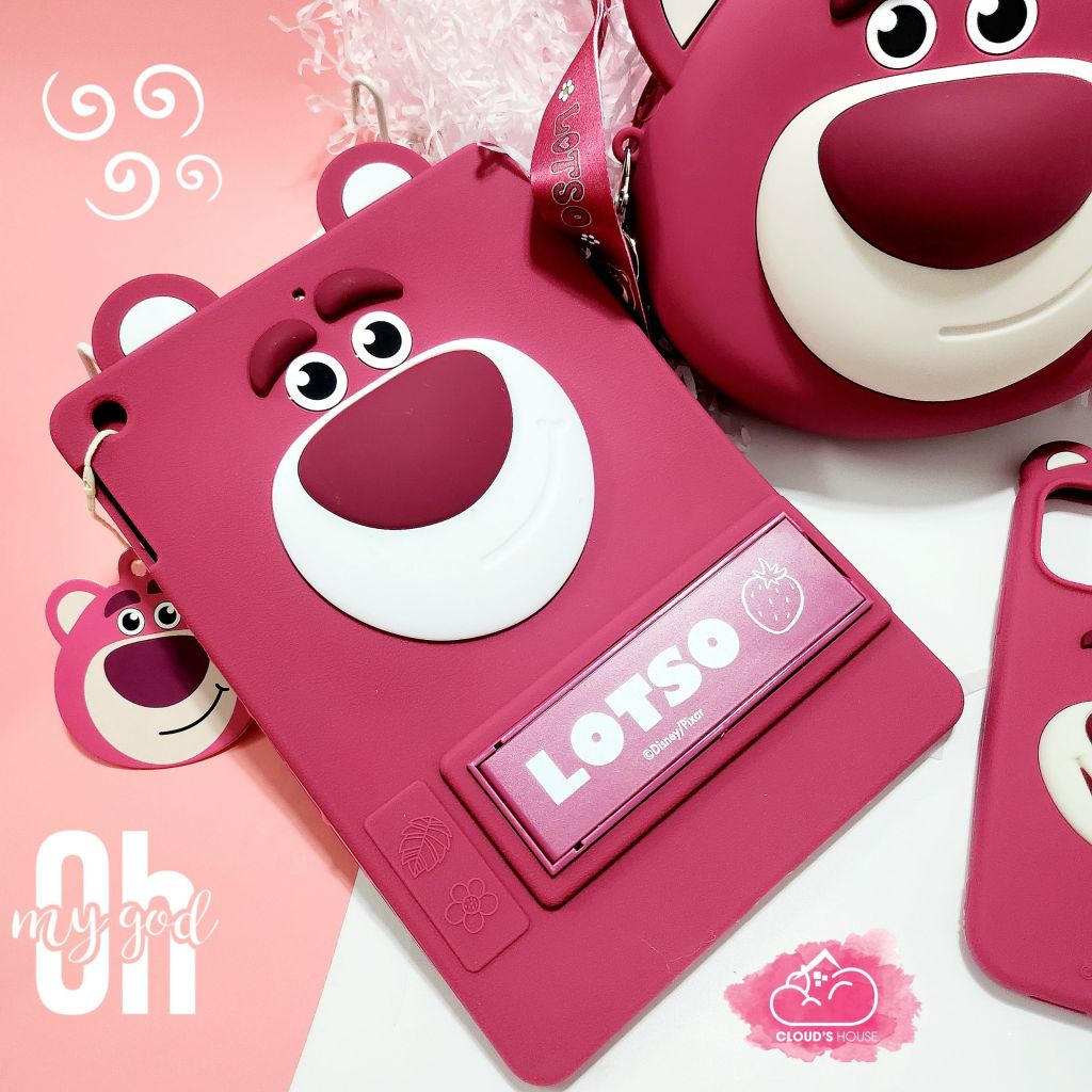 Case Ốp iPad Gấu dâu Lotso Su dẻo Chống dựng Chính hãng Disney iPad 9.7/10.2/10.9/11inch