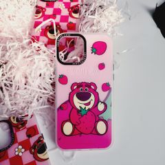Case Ốp điện thoại Gấu dâu Lotso Chất nhám Hoạ tiết IN 3D iPhone 11/12/13/14/Pro/Promax