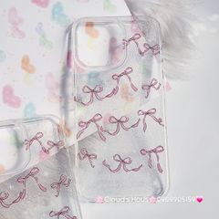 Case Ốp điện thoại iPhone Nơ Hồng Trong Kim Tuyến Bling bling iPhone 11/12/13/14/15/Pro/Promax