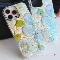 Case Ốp điện thoại iPhone Hoa Xanh To Hologram Nền Vàng iPhone 12/13/14/15/16Pro/Promax