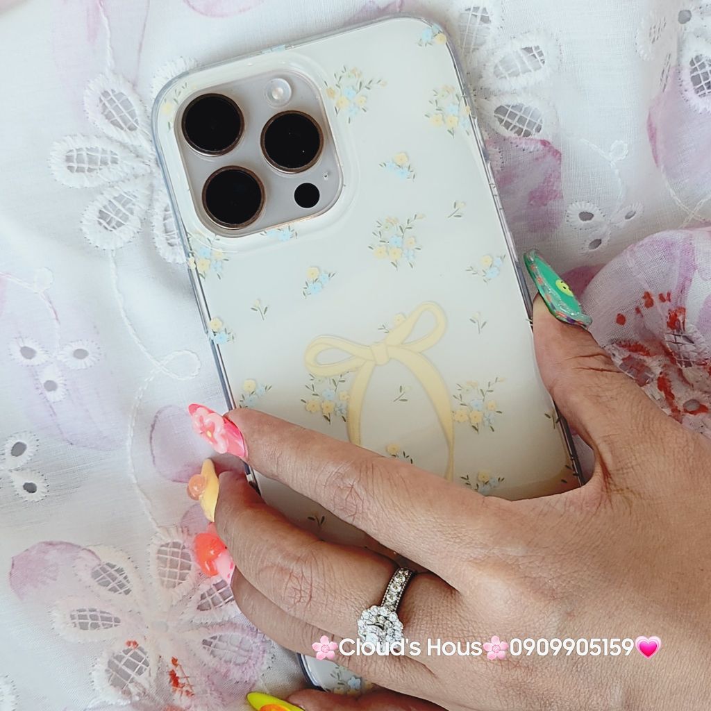 Case Ốp điện thoại iPhone Nơ Vàng Hoa nhí iPhone 12/13/14/15/16/Pro/Promax