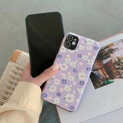 CASE IPHONE HOA Tím Nhí Chất Nhám Da Form Tròn