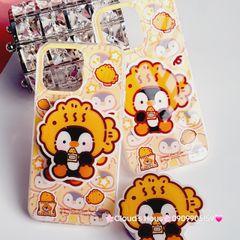 Case Ốp điện thoại iPhone Magsafe Chim Cánh Cụt Đội Mũ Cá Kèm Popsocket Nam Châm iPhone 11/12/13/14/15/Pro/Promax