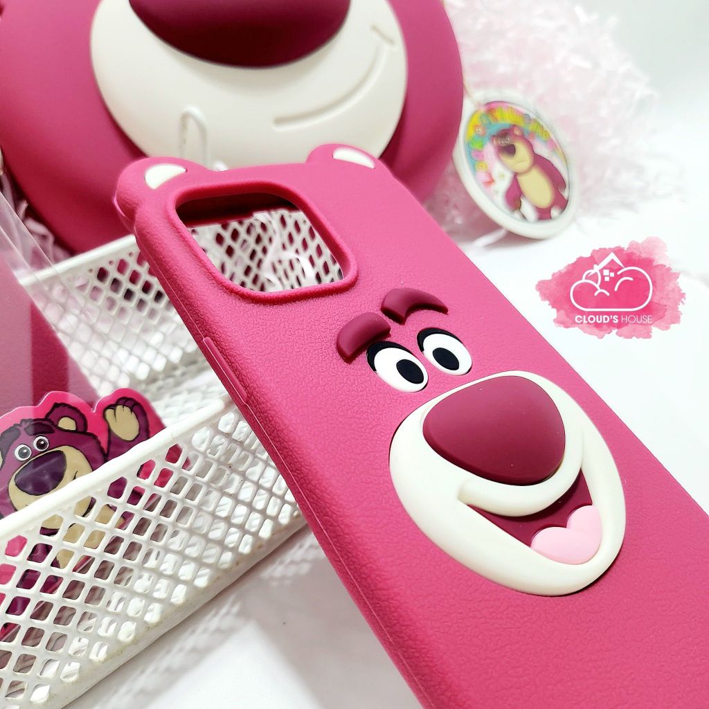 Case Ốp điện thoại iPhone Gấu dâu Lotso Su dẻo 3D Nổi Chính hãng Disney iPhone 12/13/14/Pro/Promax