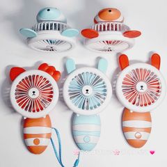 Quạt Cầm Tay Mini Thân Sọc Tai Gấu Tai Thỏ Tai Mèo