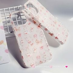 Case Ốp điện thoại iPhone Mèo Chó Nơ Đỏ Sticker Dễ Thương Nền Trắng iPhone 11/12/13/14/15/Pro/Promax