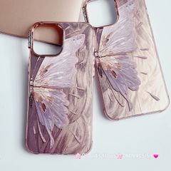 Case Ốp điện thoại iPhone Con Bướm Butterfly Hologram Nền Hồng iPhone 11/12/13/14/15/Pro/Promax