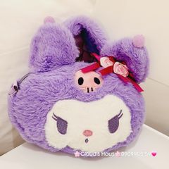 Túi xách Kuromi kẹp nơ lông xù