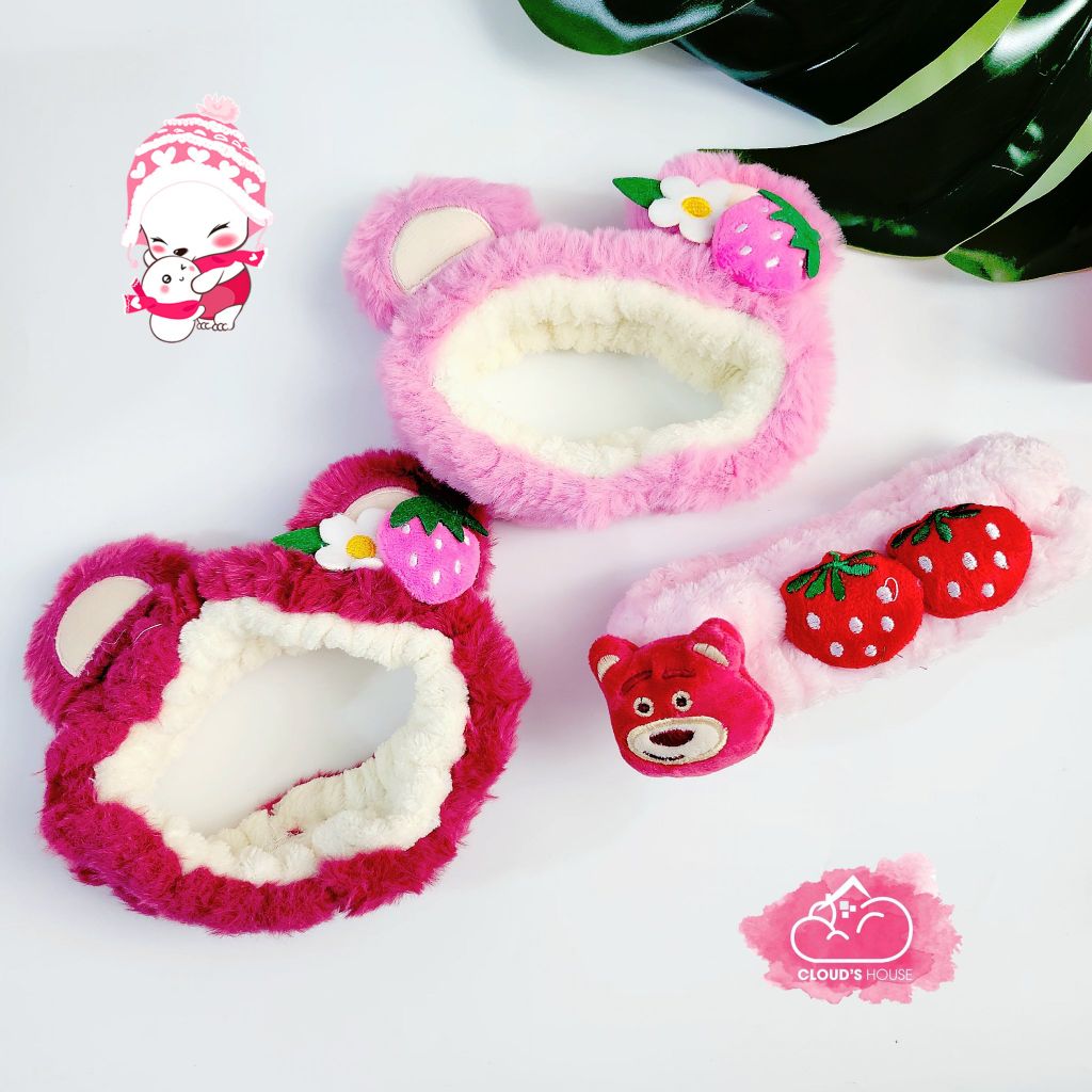 Băng đô make up Gấu hồng Lotso fruit strawberry