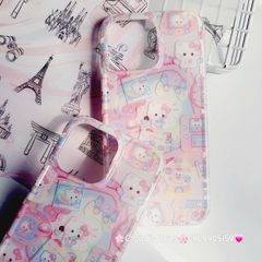 Case Ốp điện thoại iPhone Hello Kitty Nền Trắng Hồng iPhone 12/13/14/15/Pro/Promax