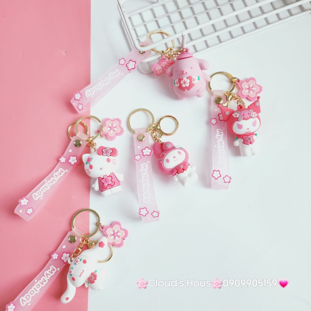 Móc Khoá Hoạt hình Sanrio Tone Trắng Hồng My Melody