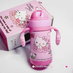 Bình nước giữ nhiệt Hello Kitty Có quai cầm cho bé